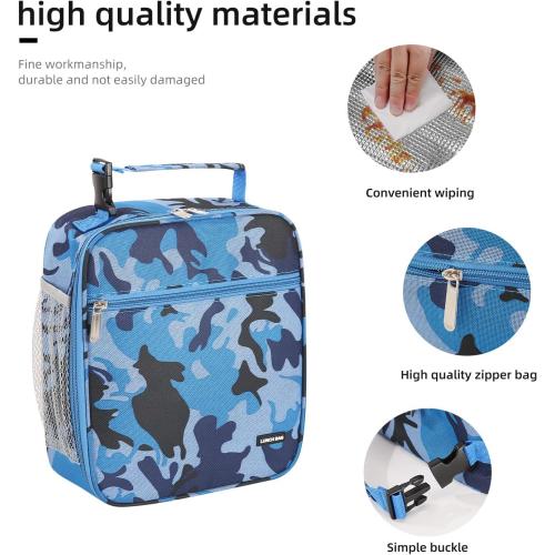 Lovoeo Lunch box Lunch bag for men women Insulated Lunchbox Lunch bags for Work Picnic Travel (Blue camo)