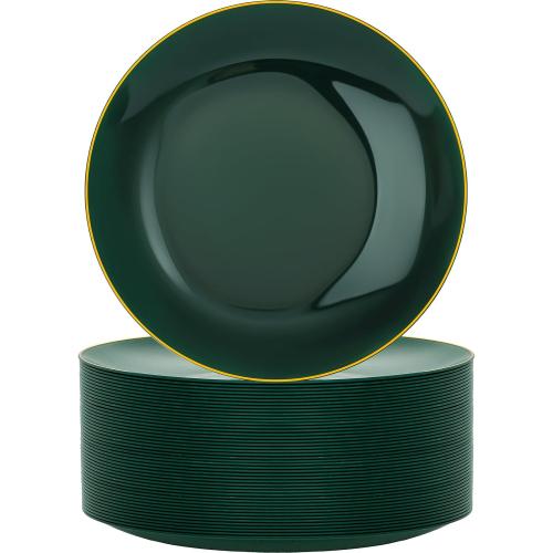 Green and Gold Plastic Plates 10.25″ Disposable Dinner Plate
