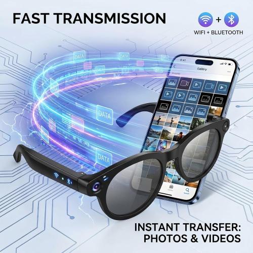AI Smart Glasses with Camera, 4K HD Video Recording Sunglasses