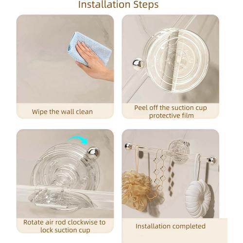 Set of Transparent Suction Cup Washcloth Bar & Suction Cup Hanger Hook Removable Reusable Suction Cup Rack for Shower Bathroom Kitchen (Transparent)