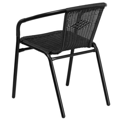 2pk Flash Furniture Black Aluminum Frame Stackable Chair