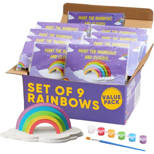 CRAFTY HAPPITOYS Set of 9 DIY Rainbow Craft Painting Set - Easter Gift Craft for Kids 6-8, 8-12 Years Old - Fun Craft Kit - Kids Party Favors
