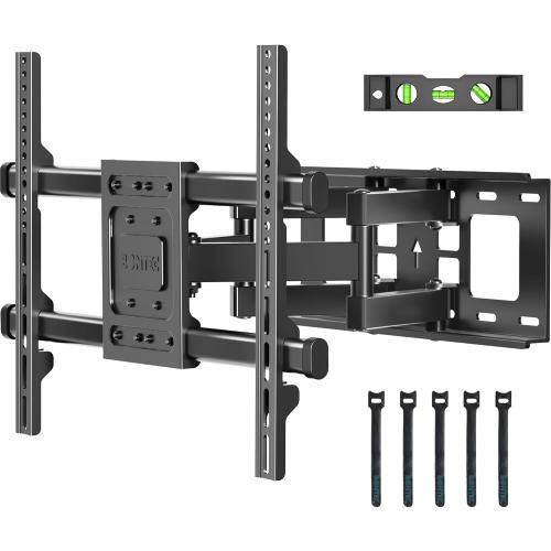 BONTEC Full Motion TV Wall Mount for 37-84 Inch TVs, Hold up to 132lbs, Max VESA 600x400mm, Swivel Tilt Dual Arms, Adjustable Viewing Angle, Fits 16 Wood Studs, Easy Assembly