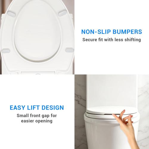 KHE Elongated Toilet Seat 18.5 Inch, Soft Close, White