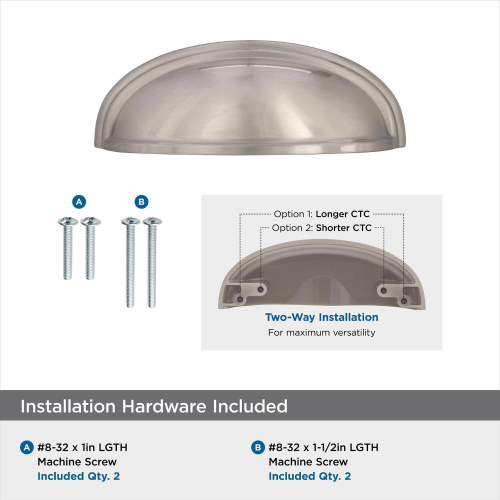 4pk Amerock Ashby Collection Cabinet Pull Cup Satin Nickel