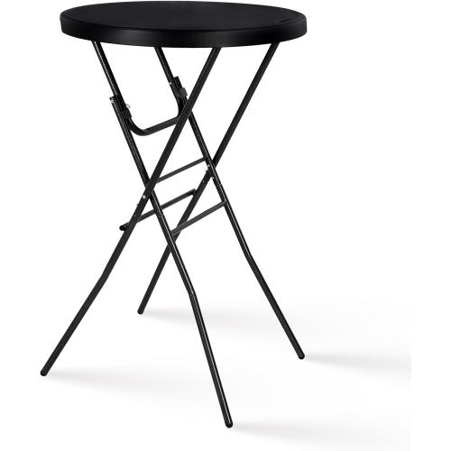 Byliable Cocktail Table 28in High Top Round Folding Indoor Outdoor, Plastic Bar Height Foldable Bistro Tall Table for Party, Patio, Dining Room, Kitchen, Events, Removable Locking Legs, Black