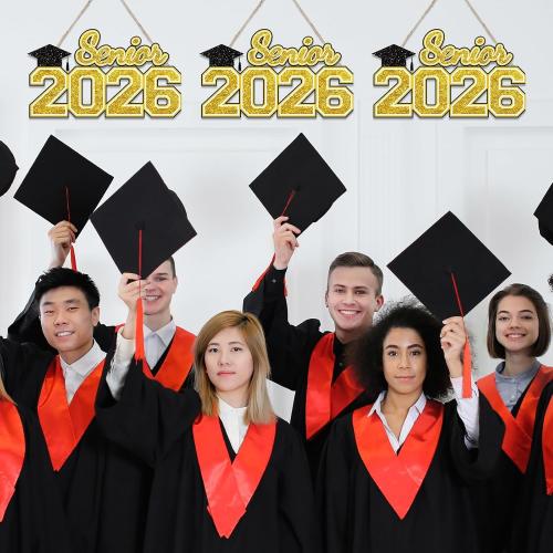 Senior 2026 Sign Wooden Graduation Decorations Gold Graduation Hanging Decor 2026 Grad Letter Sign Wooden Photo Booth Prop for Senior Night High College School Celebration Grad Party Supplies(red ♥️)