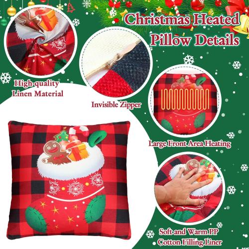 2 Pcs 17.7x17.7 Heated Pillow for Lumbar Support Electric Pillow for Office Chair 5 Heat Setting USB Heated Throw Pad for Period Cramp Abdomen Neck Winter Gift No Power Bank Included(Vivid Style)