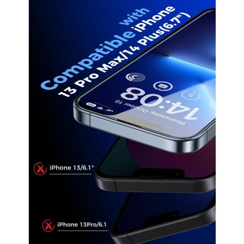 MAGIC JOHN 2 Pack for iPhone 13 Pro Max/iPhone 14 Plus 6.7 inch Tempered Glass Screen Protector, Auto Dust-Elimination Installation, Bubble Free, HD Clear, Easy Installation
