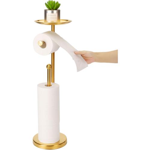 Toilet Paper Holder Stand with Phone  (Gold)