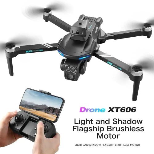 Waillynice- XT606 Drone 6k Profesional 4K HD Camera Obstacle Avoidance Aerial Photography Optical flow Foldable Quadcopter GPS RC 10000M (Black-6K-1B)