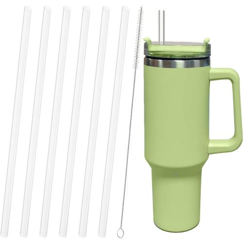 Replacement Straw Compatible with Stanley 40 oz 30 oz Cup Tumbler, 6 Pack Reusable Straws for Stanley 40 oz Tumbler with Handle, Straws with Cleaning Brush for Stanley Accessories, Plastic, Clear