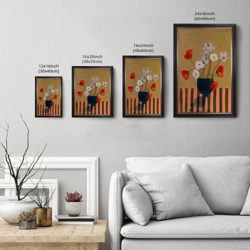 Black Framed Vintage Floral Oil Painting Canvas Wall Art Romantic Flower Bouquet Poster Classic Botanical Colorful Artwork Elegant Rustic Aesthetic Prints for Bedroom Home Decor 12x16inch