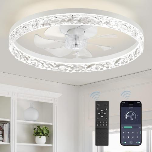 LEDIARY 20 Modern Ceiling Fans with Lights and Remote, White Fandelier