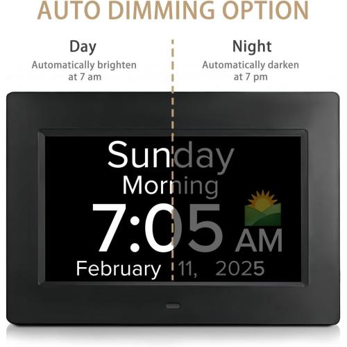 Digital Alarm Clock with Date and Day of the Week for Dementia Seniors, Multiple Alarm Types Sets,Voice Announcement Time, Auto DST, Gifts for Elderly People with Dementia & Alzheimers
