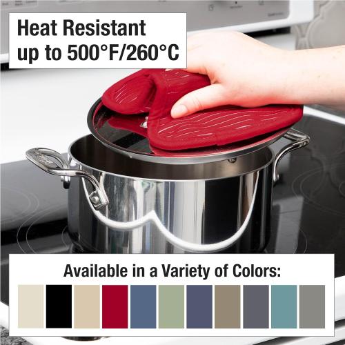 All-Clad Premium Pot Holder & Heating Pad, (2-Pack) Heat Resistant to 500 Degrees, 100% Cotton 10x6.25 for Kitchen and Barbeque, Chili Red