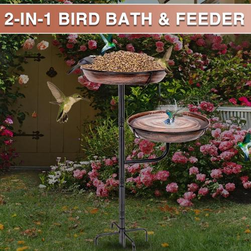 ZMCYNG Metal Bird Bath for Outside, 41in Standing Bird Bath Feeder Bowl