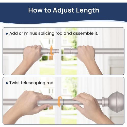 ENJOYBASICS Curtain Rods No Drilling for Renter, 28-47 Adjustable, Nickel
