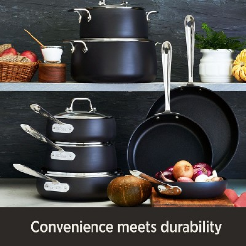 All-Clad 12 Nonstick Chef's Pan with Lid, HA1 Hard Anodized Cookware, Black