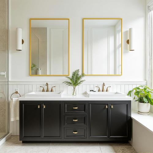 FICTOR Bathroom Vanity Mirror for Over Sink, 24 x 36, Gold