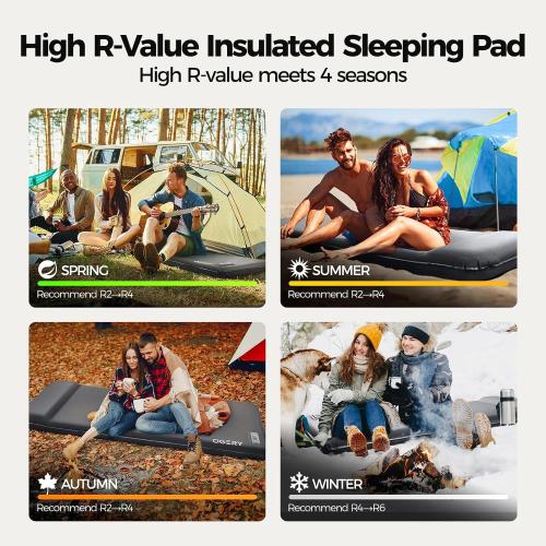 OGERY Self Inflating Sleeping Pad with Electric Pump, 3.15 Ultra-Thick Memory Foam Camping Pad, 4 Season Camping Mattress Pad with Built-in Pillow, Camping Essentials Gear for Tent Travel Car