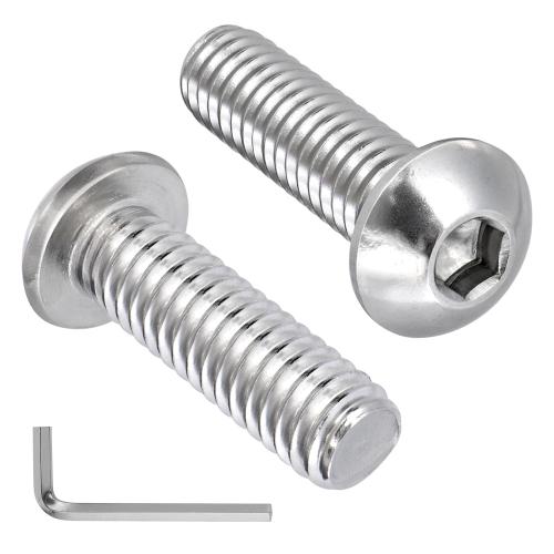 VGBUY 30Pcs 5/16-18 x 3/4 Button Head Socket Cap Bolts Screws, 304 Stainless Steel 18-8, Allen Hex Drive, Bright Finish, Fully Threaded, Hex Spanner Included