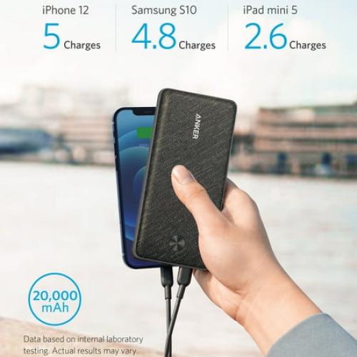 Anker PowerCore III Sense 20K USB-C Portable Battery Charger - Black