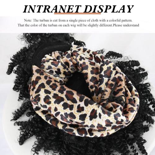 Aisaide Black Short Afro Headband Wigs for Women Synthetic Afro Kinky Curly Headband Wig with Bangs for Black Women Natural Afro Puff with Bangs Turban Wrap-Wig
