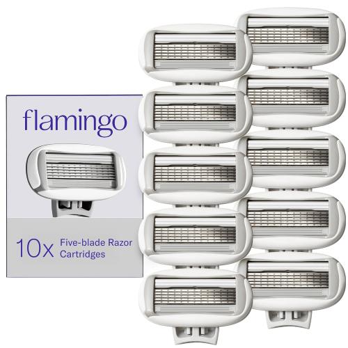 Flamingo Women's Original Razor Blade Refill Cartridges for Women -**** 10 Count -**** 5-Blade Shaving Razors for Women