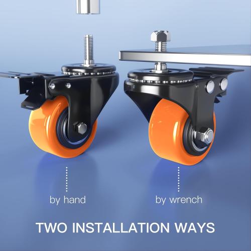 Caster Wheels 2 inch Locking Casters Set of 4, Threaded Stem 1/4-20 x 1