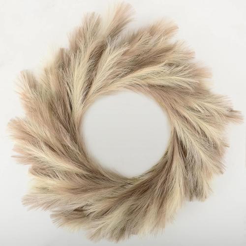 Perfnique Pampas Grass Wreath, '' Faux Pampas Wreath for Front Door, Artificial Pampas Wreath for All Seasons, Boho Wall Decor, Farmhouse Pampas Grass Garland, DIY Wreath Arrangement (Ivory&Taupe)
