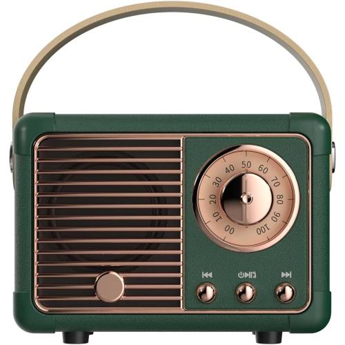 Dosmix Retro Bluetooth Speaker,Vintage Decor,Small Gift for Women Men Green | Portable mini wireless radio old fashion style for kitchen desk bedroom office travel accessories gifts for women teen girls