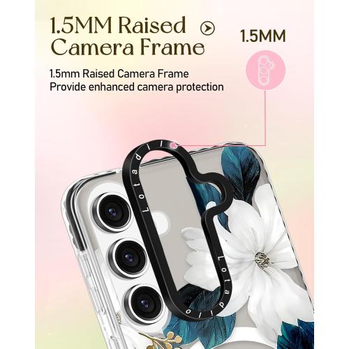 Lotadilo for Samsung Galaxy S25 Case for Women, Blue Flower