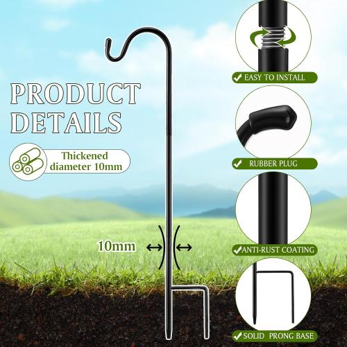 2 Pcs 30 Inch Shepherds Hook for Outdoor Adjustable Bird Feeder Pole