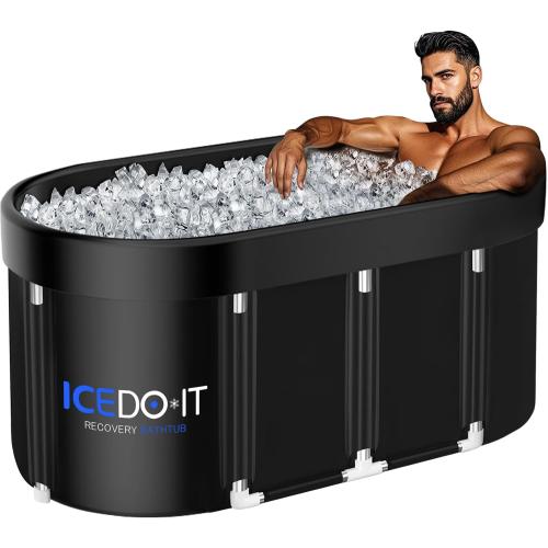 Tomaje Upgrade 129Gal Ice Bath Tub for Athletes,Collapsible Cold Plunge Tub | Multiple Layered for Post-Exercise Recovery, Oval Portable Bathtub Adult for Home, Gyms, Indoor, Outdoor use