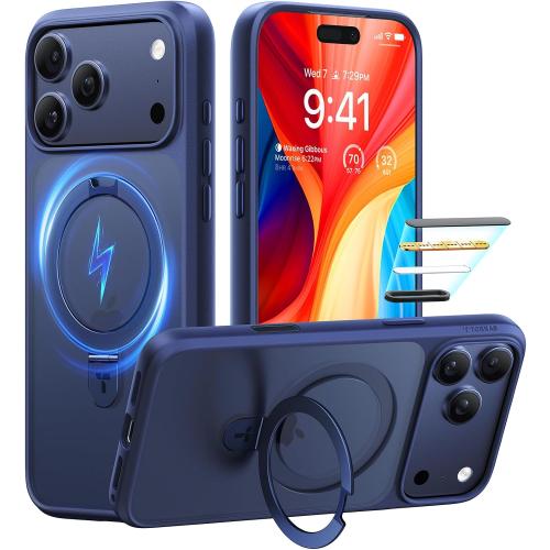 TORRAS for iPhone 17 Pro Max Case with Stand, [Fit for MagSafe] [Military-Grade Protection] [Camera Control] Translucent Slim for iPhone 17 Pro Max Phone Case Anti-Fingerprint Ostand, Deep Blue