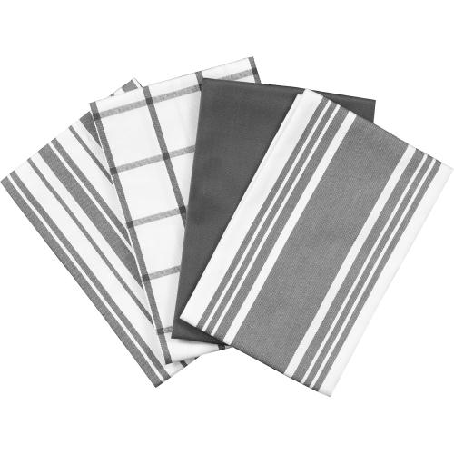 All-Clad Woven Bistro Kitchen Towels: Highly Absorbent, Super Soft Long Lasting - 100% Cotton, 20x30 Dish Towels for Cleaning & Drying Dishes, Pans, Glassware, or Countertops, (4-Pack), Pewter