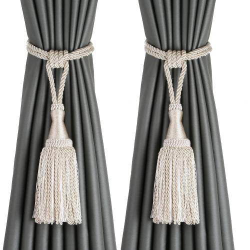 2 Pack Rope Large Curtain Tiebacks with Tassel Curtain Holdbacks