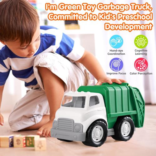 PLAY Eco-Friendly Garbage Truck, [USDA Certified] No BPA/Phthalate/PVC, Recycled Bioplastic Trash Truck Toys for Boys 18m , Fine Motor Skills Car Toys Vehicle Gift for Kids