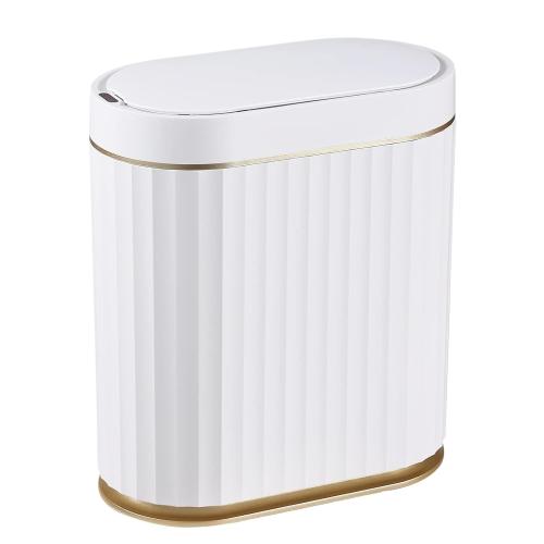 ELPHECO Bathroom Trash Can with Lid, 2 Gallon, Motion Sensor, White Gold