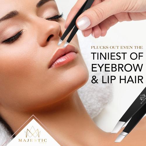 Majestic Bombay Fine Point   Slant Tweezers for Women and Men – Splinter Ticks, Facial, Brow and Ingrown Hair Removal–Sharp, Needle Nose, Surgical Tweezers Precision best tweezers for chin hair