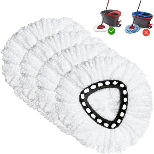Spin Mop Replacement Head 4 Pack Mop Refill Compatible with Ocedar Triangle Swivel Mops Microfiber Swivel Mop Refill,Deep Clean,Machine Washable and Easy to Replace