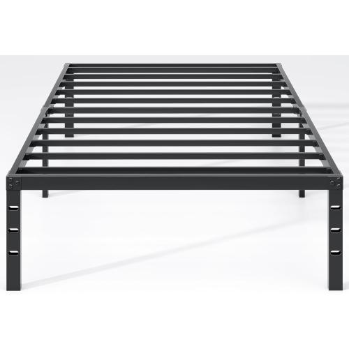 NEW JETO Metal Bed Frame,Twin Size Bed Frame with Storage Space,14 Inch | Heavy Duty Sturdy Mattress Foundation,Easy Assembly,No Box Spring Needed, Black