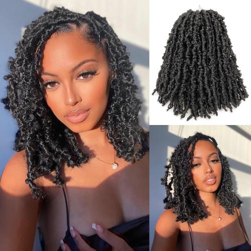 Superlight Butterfly Locs Crochet Hair 12 Inch 6 Packs Color Natural Black