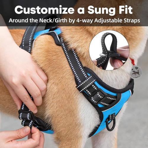 PoyPet No Pull Dog Harness Medium, Reflective Vest with Front Clip & Handle