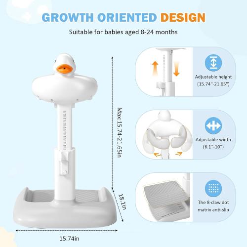 Adjustable Height Baby Shower Stand with Anti-Slip Base, Bath Shower Standing Support, Portable Bath Helper