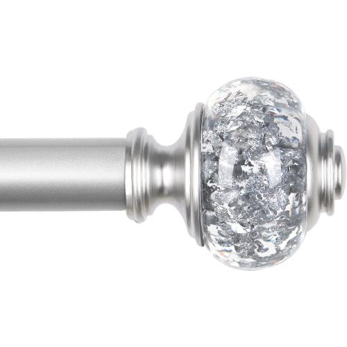7/8 inch Curtain Rods for Windows 66 to 120 Inch, USFOOK Telescoping Splicing Drapery Rods, Decoration for Home with Silver Decorative Translucent Finials