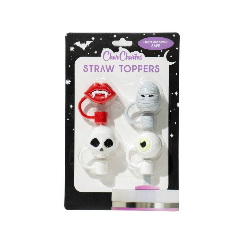 CharCharms 4pk Spooky Straw Toppers White
