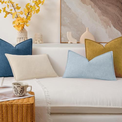 Kevin Textile Soft Waterproof Pillow Covers 12x20 Inch 2 Pack, Light Blue