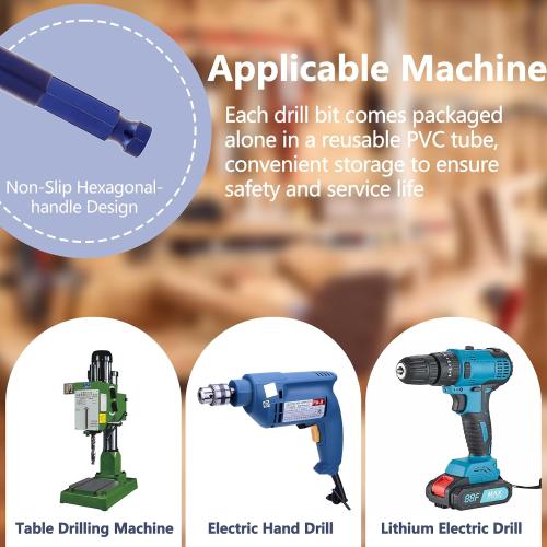 1-1/2 Inch Auger Drill Bit for Wood, 9 Long Carbon Steel Quick Change Hex Shank Wood Drill Bit for Hardwood, Softwood and Plastic (Blue)